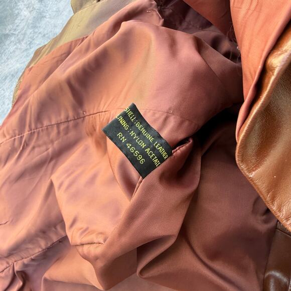 Men's Vintage Fantastic International Brown Leather Jacket Coat Sz 44 Large VTG - Picture 7 of 8